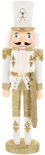 DIYEAH Casse-Noisette de Noël en Bois Doré Décoration Festive Artisanale pour Table et Bureau Figurine Traditionnelle Paillettes Ornement de Fenêtre pour Ambiance Chaleureuse de Fête