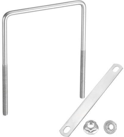 QUARKZMAN Pernos U Cuadrados Internos M10 150mm Ancho X 200mm Largo | De 5-7/8 Pulgadas De Ancho Longitud De 7-7/8 Pulgadas, Pernos U De Acero Inoxidable 304, Con Tuercas Placas, Automoción