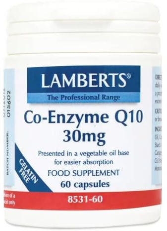 Lamberts Co-Enzyme Q10 30mg – Natural Ubiquinone for Energy Release & Cellular Support – Vegan – 60 Capsules