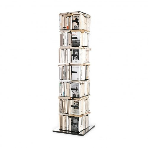 Opinion Ciatti Ptolomeo X4 B Büchersäule, schwarz Fuß edelstahl poliert H197cm, 7 Regalböden