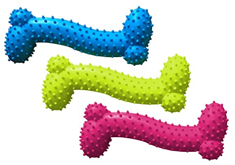 Boodtag Hundespielzeug Hundeknochen Spielknochen aus Latex Quietschspielzeug Gummi Zahn Pflege für Hunde zum Werfen und Apportieren