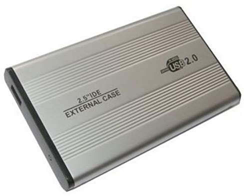 KesCom Externe USB Festplattengehäuse aus Metall 2,5 (6,35cm) USB 2.0 IDE in Silber