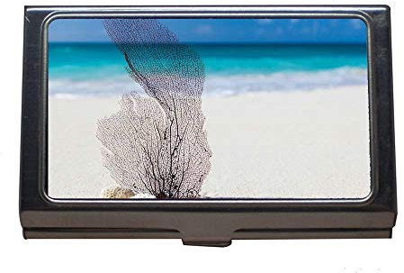 Edelstahl-Visitenkartenhalter, Strand Natur Ozean, Visitenkarten-Etui für Herren und Damen (Silber 0365)
