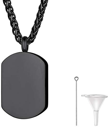 Richsteel Schwarz Dog Tag Halskette aus Edelstahl Halskette mit Anhänger Dog Tag für Kinder und Jungendlichen