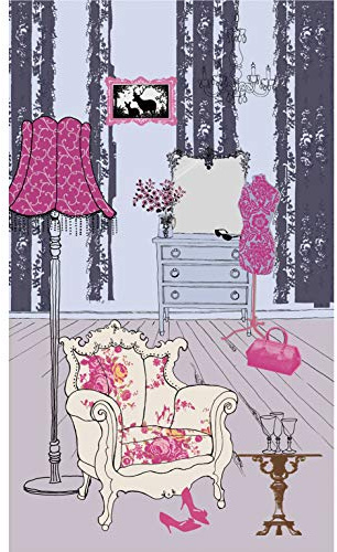 PLAGE Papier peint intissé Baroque 250 cm X 150 cm - Décoration salon chic et élégante - Mélange couleurs fond violet - Illustration salon.