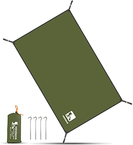 HIKEMAN Zeltplane Mehrzweck Campingzelt Plane - Wasserdichtes Zeltunterlage,Camping Zelt Tarp, Markisenteppich Mehrere Größen für Camping Wanderpicknick(Militärgrün,90 * 210cm)
