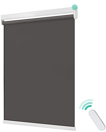 Allesin Elektrische Rollos Innen, Verdunklungsrollo mit Fernbedienung & Leiser Motor, B90 x H150 cm anthrazit, Metal Klemmträger ohne Bohren Fensterrollo Innen Sonnenschutz Smart
