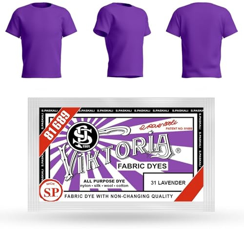 HOPS Dye (10g, 58 Colors) - Textile Dye for Cotton, Linen, Silk, Wool, Viscose, Nylon, Satin, Wood, Plastic, Lavender