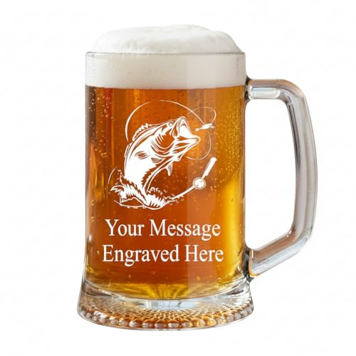 Personalised Fishing Engraved Pint Glass Beer Tankard Gift