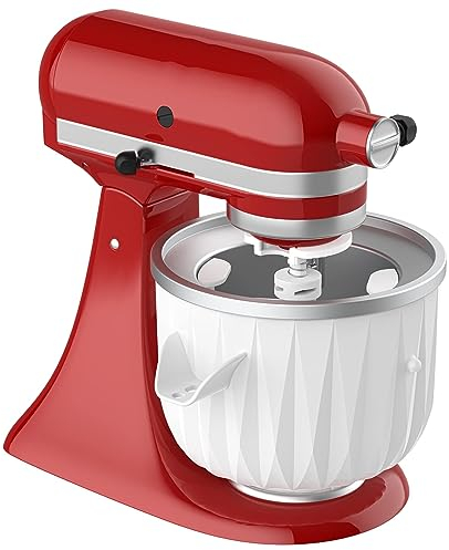 GVODE Accessoire pour sorbetière pour KitchenAid, compatible avec les batteurs sur socle de KitchenAid 4.5 Qt et plus, 2 Quart Frozen Yogurt - Ice Cream Maker & Sorbetiere Gelato Maker