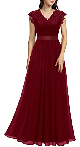 Dressystar Spetsar, cocktailkil, elegant för bröllop, knälång, festliga aftonklänningar, kort, Band_darkred, XL