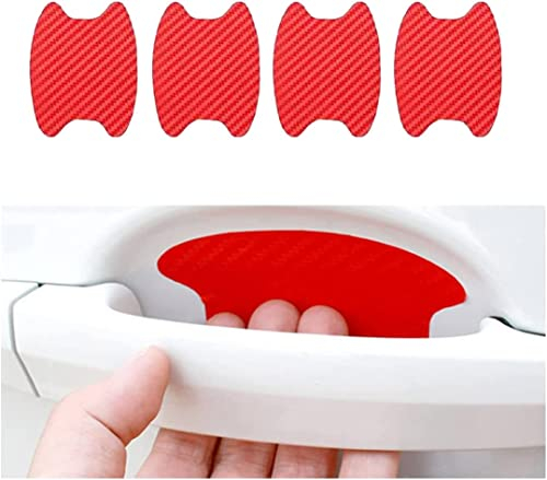 CGEAMDY 4PCS Exterior Car Stickers, Carbon Fiber Protection Film für Autofolie, Kratzfeste Schutzfolie, Universal Fit für die meisten Fahrzeuge (Rot)