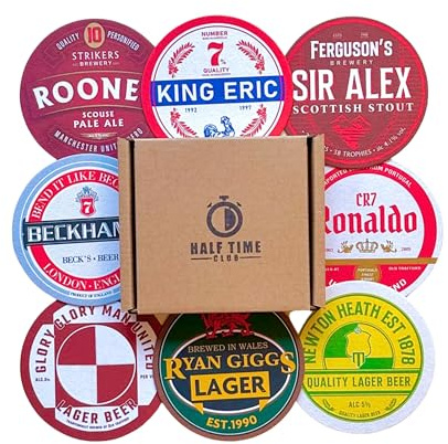 Man United Football Beer Mat Coasters - Perfect for a Gift or Present for Any Manchester United Fan (8-Pack)