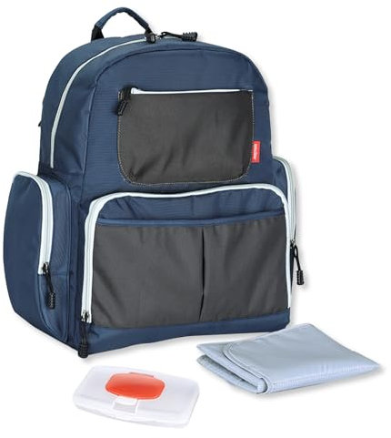 SONARIN Multifunktionale Wasserdichte Baby Wickelrucksack Wickeltasche,Große Kapazität Babytasche Tragbare Reise Wickeltasche Rucksack mit Wickelunterlage & Feuchttuchspender(Blau)