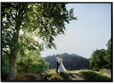 Personalisierbare Aluplatte im Edlen Holzrahmen - Ihr Foto auf Premium Material, Verschiedene Größen verfügbar (Alu-Dibond, 150 x 100 cm)