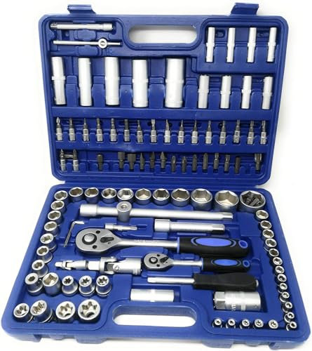 SQUADO Set Chiavi a Bussola e Accessori con Cricchetto 108 pezzi Chrome Vanadium Professionale con Valigetta