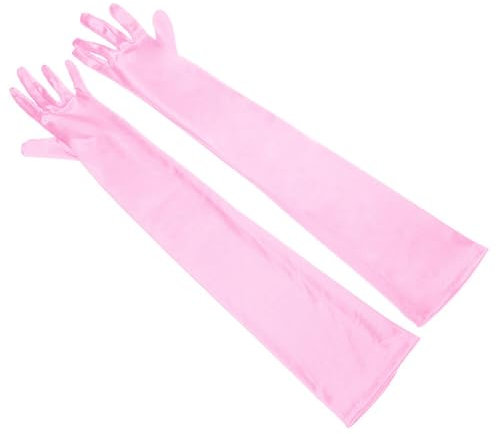 iSpchen Damen verlängerte Satin-Handschuhe Dehnbare Handschuhe Ellenbogen Lange Satin Handschuhe Braut-Abendkleid-Handschuhe für Hochzeit Abendparty Opernaufführung,Rosa