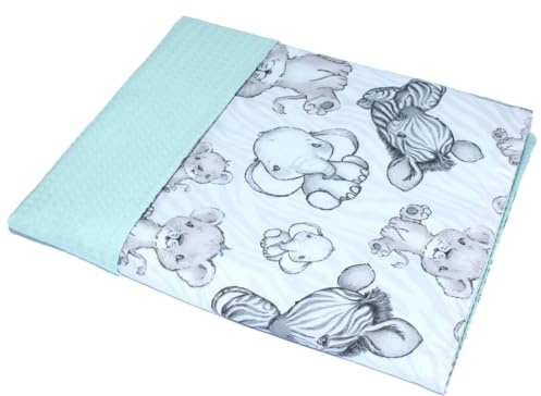 Primawela Babydecke Babydecke Waffelpiqué Baumwolle Kuscheldecke Kinderwagendecke (Zoo + Minze)