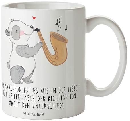Mr. & Mrs. Panda Tasse Saxophon Liebe - Geschenk, romantische Musikinstrumente, Trompeten, Tasse Motive, Instrumente, Geschenk Musiker, Kaffeebecher,