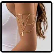 Jascatin Bras Égypte Cuff Layered Chaîne Charm Bracelets Supérieur pour les Femmes (Or)
