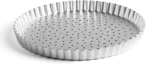 MARCATO Festonata Kuchenform mit beweglichem gelochtem Boden, Aluminium, 24 cm, gleichmäßiges Backen, leicht zu entfernen