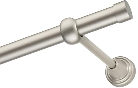 Voppi Gardinenstange Satin 260cm aus Stahl modern Einzel Abschlüsse Wandbefestigung einfache Montage Satin 1,9cm für Gardinen Vorhänge