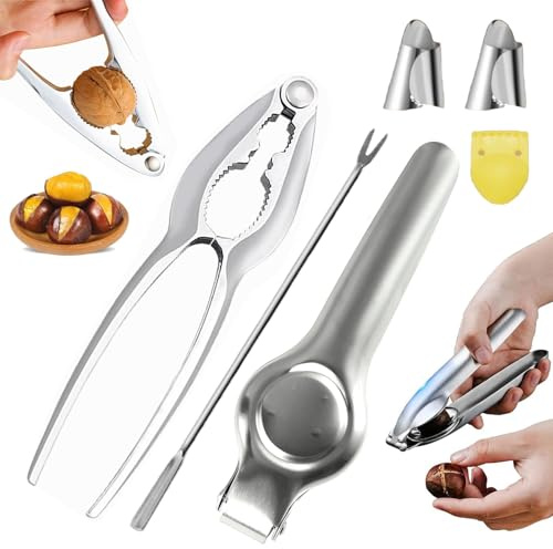 6-teiliges Maronenschneider Set Kastanienschneider Maronen Zange Esskastanien Schneider Maroni Schneider Edelstahl Chestnut Cutter Kastanienöffner Küchenwerkzeug