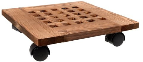 Toddmomy Soporte Rodante Para Plantas Con Ruedas Para Interior y Exterior, Base Cuadrada De Madera Rústica Resistente, Soporte Móvil Con Bandeja Extraíble y Ruedas Giratorias 360° Para Macetas Grandes