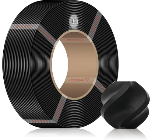 Refill PETG HF 3D Drucker Filament 1.75mm+/-0.03mm mit RFID Compatible with Bambulab A1/A1 Mini/X1/P1 Serie1KG Spulenlos Refilament Hohe Druckgeschwindigkeit (Schwarz 33102)