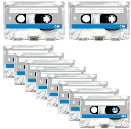 10 Stück Audio Kassetten: 60 Min Leere Audio Kassetten für Musikkassetten, Audio Cassette Empty Cassette Tapes, Rauscharm Audiokassetten für Vorlesungen Seminare Alltägliche Aufnahmen