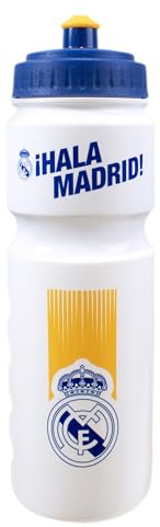 Hy-Pro Bouteille en plastique sous licence officielle Real Madrid CF – 750 ml, bouteille d'eau, 0,75 l, réutilisable, buse rétractable, légère, bouteille de sport, sans BPA, excellente idée cadeau de