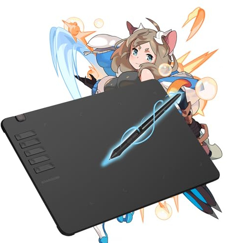Spaseeba T906 Drawing Tablet 10x6.25 inch with 8192 Pen Pressure | Battery-Free Stylus, 10 Express Keys, Work with Windows/Mac/Android, Graphic Tablet for Digital Art, Teaching, OSU Gaming