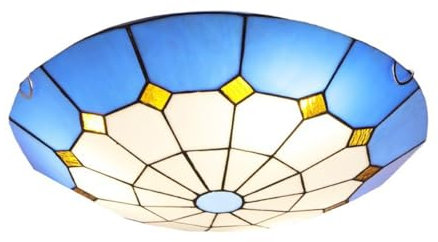 E27 Antik Deckenleuchte Schlafzimmer Klassisch Rund Glas Tiffany-stil Vintage industrie europäischer Deckenlampe LED Rustikal Landhaus Pendellampe Beleuchtung für Flur Wohnzimmer Büro Küchen 30cm
