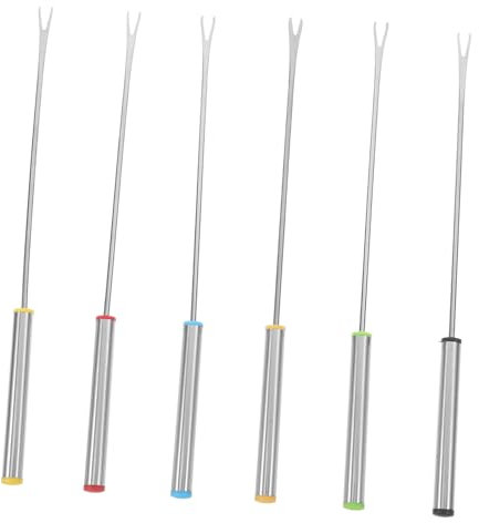 FUNOMOCYA Set Di Forchette Per Fonduta Con Manico Ergonomico 6 in 1 in Acciaio Inossidabile Per Formaggio E Cioccolato Per Feste in Famiglia Facili Da Pulire Lavabili in Lavastoviglie