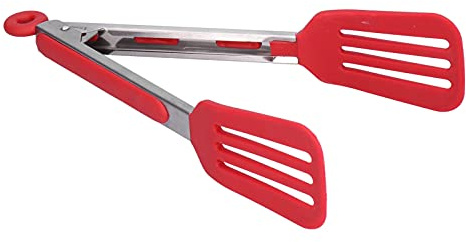Pinces de Cuisine de Cuisine en Silicone, Pinces de Cuisson à Barbecue Pliables, BBQ Kitchen Home Supplies pour les Plats de Service, Cuisiner, Griller, Cuisiner et Même Frire (9 pouces rouges)