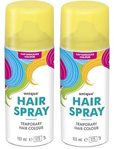 Colorfull Temporary Hair Spray Kids/Adults Easy to Apply and Remove Color Dye for any Party and Occasions (Yellow, Two Spray Bottle)