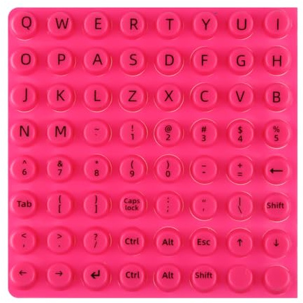 Lotsdonxia 64 Pcs Raised Keyboard Stickers for Long Nails - Soft Silicone Keycap Risers with Letters, Universal Fit for Typing Comfort (Pink)
