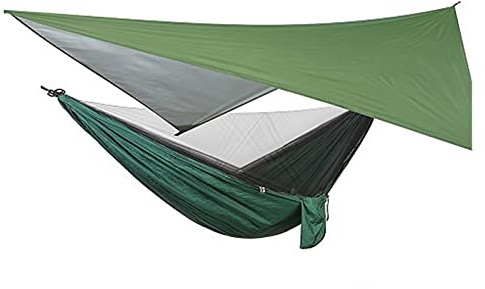Genérico Tienda De Hamaca Portátil para Acampar con Mosquitera para Protección contra La Lluvia Y El Viento, Nailon Ox 400d Ligero, Equipo Doble para Acampar Al Aire Libre (Green)