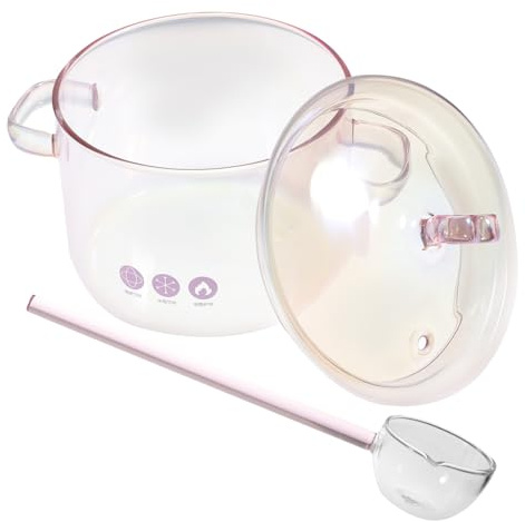 VALICLUD Marmite En Verre à Soupe 1500 Ml En Verre Borosilicaté Transparent Double Poignée Résistante à Haute Température Panier Pour Cuisson Maison 2 Pièces Avec Cuillère Pour Mijoter Pâtes Légumes