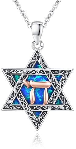 ABIGY Collana a forma di stella di David, in argento Sterling 925, con ciondolo a forma di stella di David, con ciondolo a forma di stella di David, per uomo e donna