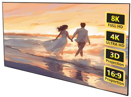 70 in 16:9 Wall Mounted Home Theater Projector Screen Light Rejecting, 100 in Hanging Fixed Frame Projection Screen 2.5 Gain 4K/8K Ultra HD 3D for Indoor(72in 16:9)