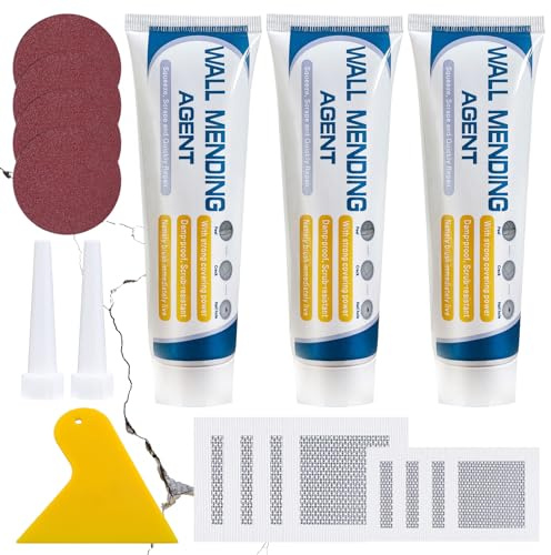 Wall Filler Repair Kit,Wall Mending Agent White with Drywall Patch,Scraper,Sandpaper,Nozzle Extender,Kit for Repairing Holes,Peeling,Graffiti,Cracks