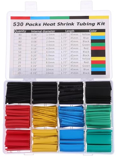HAMPPLIES 530 pezzi Guaina Termorestringente Colorata per Cavi Elettrici Tubo Isolante Resistente al Calore Sleeve Termoretraibile per Protezione e Riparazioni Te