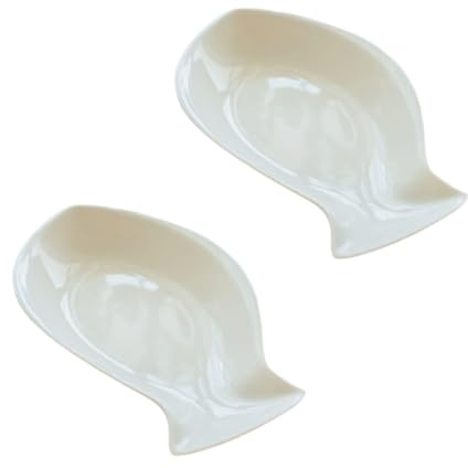 Ipetboom Lot de 2 Assiettes Plates en Céramique Forme Poisson Compatibles Micro-Ondes 27 CM Couleur Blanche Plat de Service Multifonction pour Viande Fruits et en-Cas la Cuisine