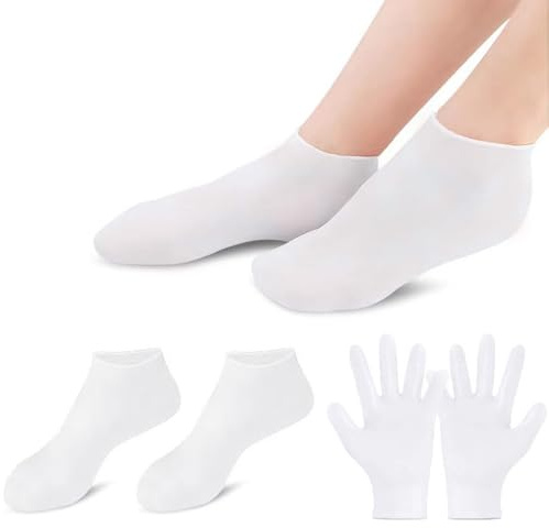 VolksRose Calcetines de Silicona Antideslizantes e Hidratantes, Mascarilla para Pies Exfoliante, Suaves Calcetines Exfoliantes para Pies Secos Agrietados, Reutilizables para Cuidado de Pies en Casa