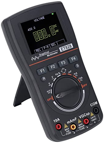 RASTKY Multímetro de Osciloscopio 2 en 1 con Ancho de Banda de 1 MHz, Frecuencia de Muestreo de 2,5 Msps, Mide Corriente CC/CA, Voltaje, Resistencia, Capacitancia y diodo; Pantalla a Color con