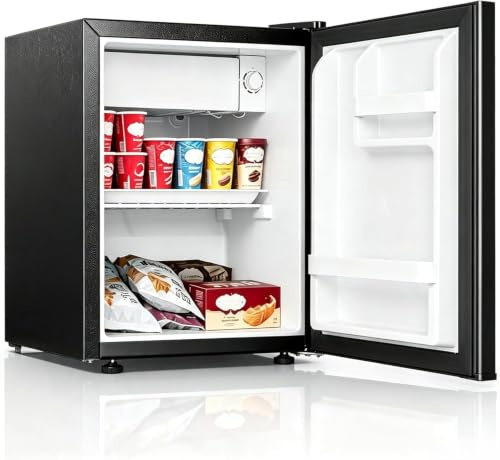 RBFGYIOP Nevera pequeña con congelador pequeño 6,3L, Mini Congelador 45L, silenciosa y compacta, temperatura regulable 0-10°C, estantes de vidrio extraíbles, eficiencia energética, Clase E