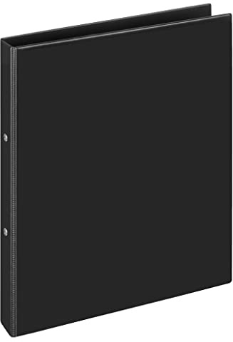 VELOFLEX - Ringordner Comfort DIN A4 mit 2-Ring-Mechanik, Schwarz | PVC, 248 x 318 x 28 mm, 16 mm Füllhöhe für ca. 100 Blatt, Klarsicht-Innentasche