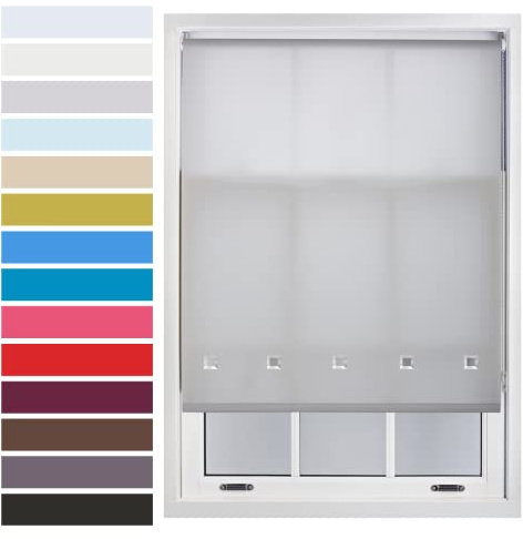 FURNISHED Roller Blinds for Windows with Square Eyelets, Made to Measure & Metal Fittings - Grey 60W x 165H cm