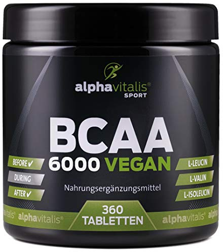 BCAA Tabletten optimal dosiert 360 Stk. - 1000 mg essentielle Aminosäuren pro Stück - vegan, fermentiert und ohne Magnesiumstearat - L-Leucin, L-Valin, L-Isoleucin für Sportler